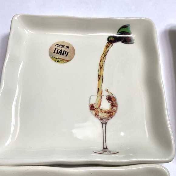 NWT Ceramica Cuore Wine Design Small Plates - Picture 8 of 12